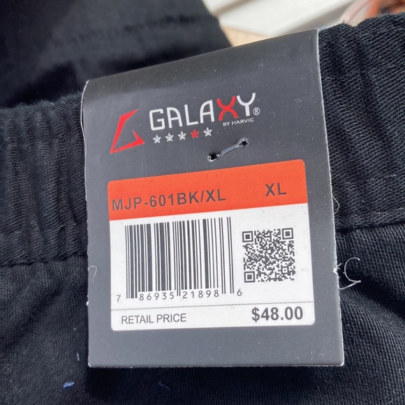Galaxy by Harvic Men's Basic Stretch Twill Joggers in Black size XL - Picture 2 of 5